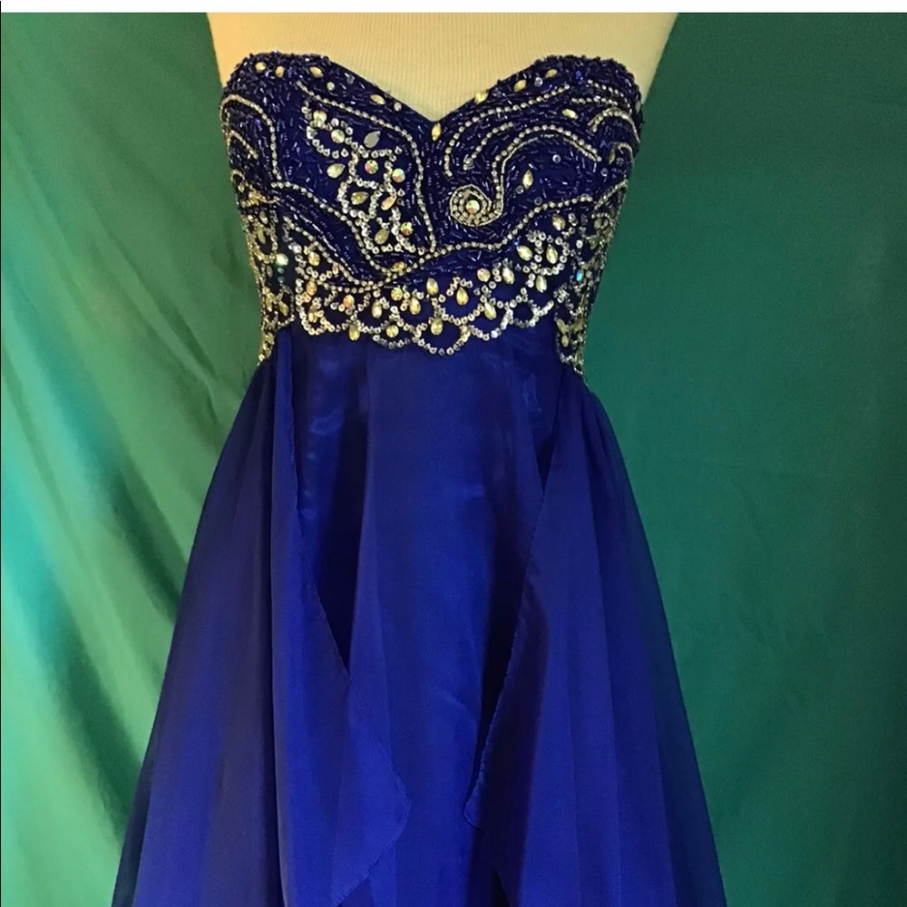 Short blue Sherri hill dress size 10 worn once